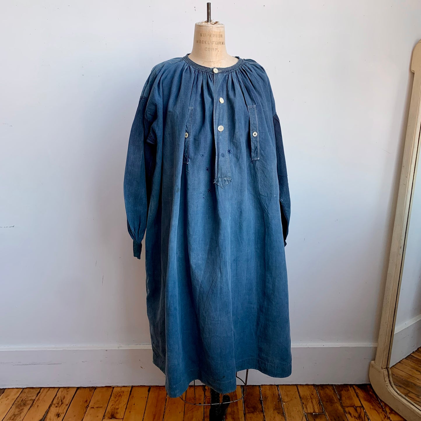 Circa 1900 French Indigo Linen Biaude