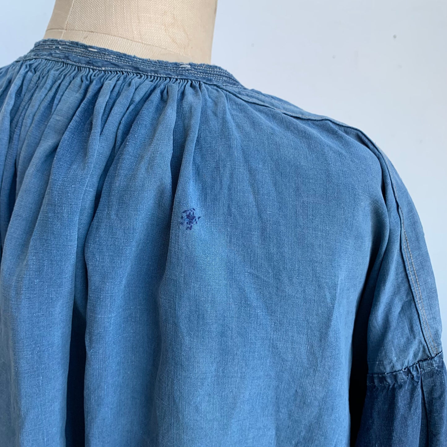 Circa 1900 French Indigo Linen Biaude