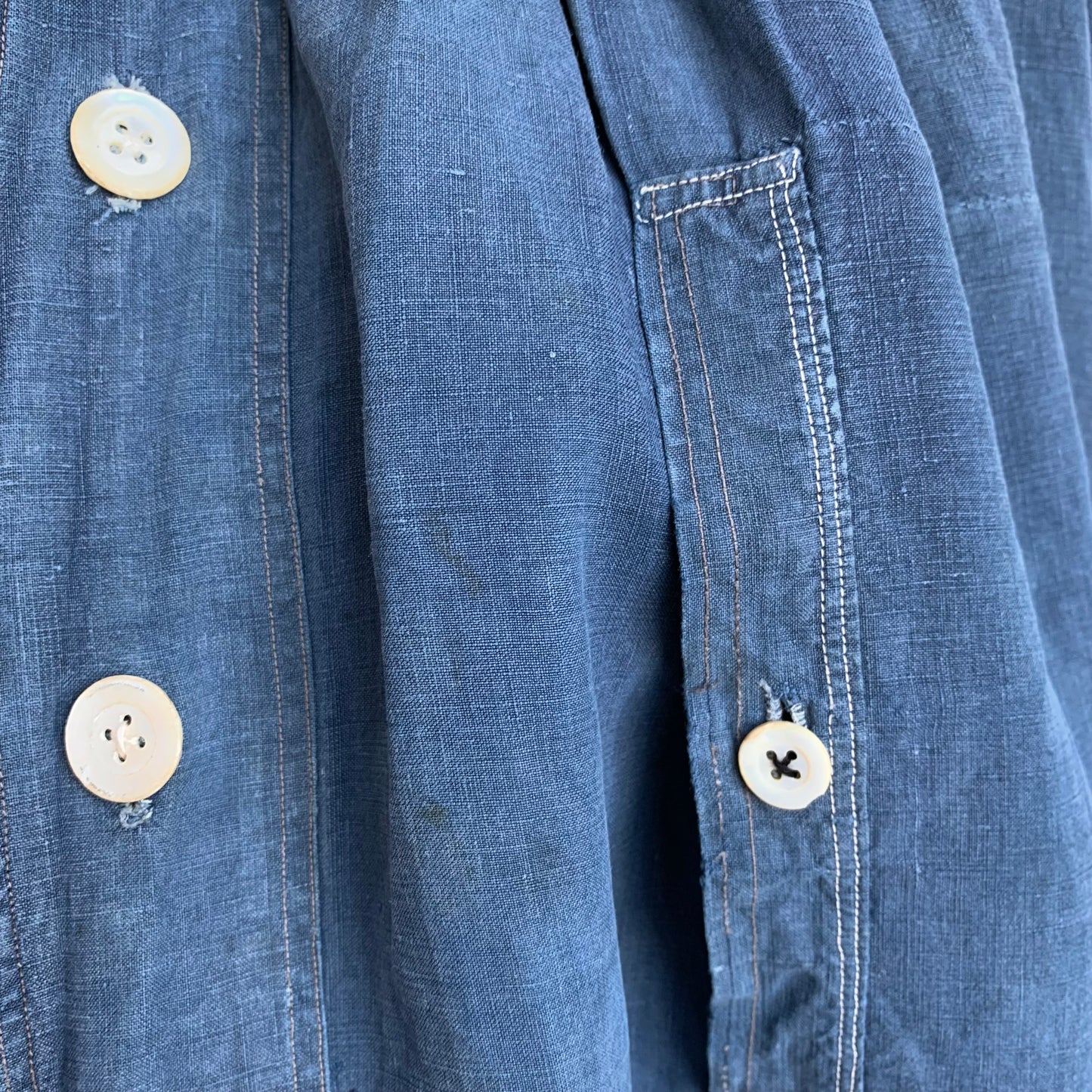 Circa 1900 French Indigo Linen Biaude