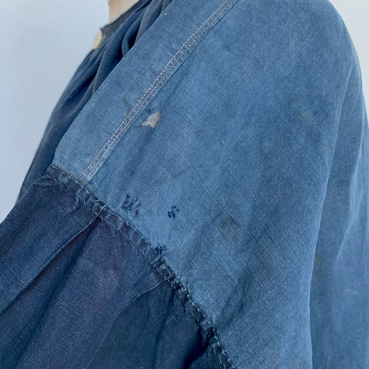 Circa 1900 French Indigo Linen Biaude
