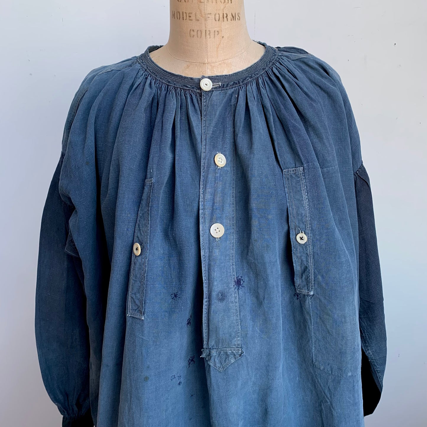 Circa 1900 French Indigo Linen Biaude
