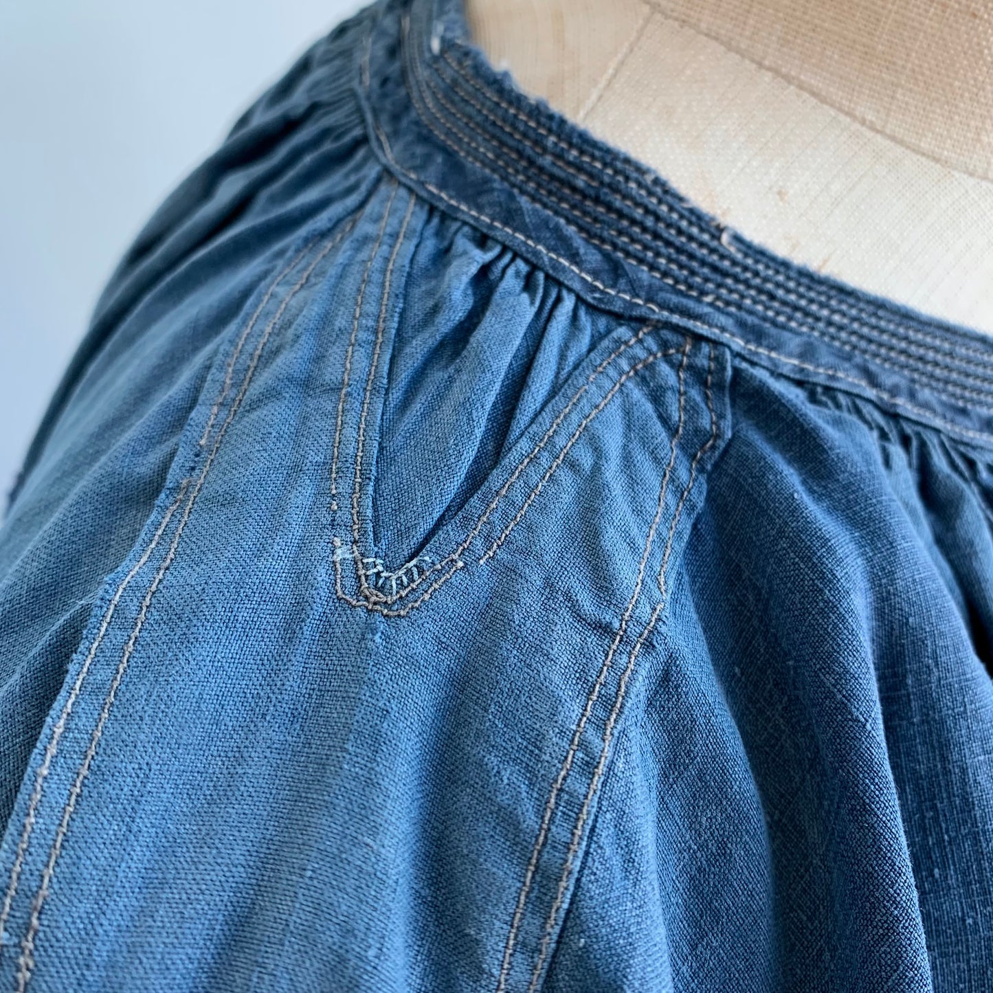 Circa 1900 French Indigo Linen Biaude