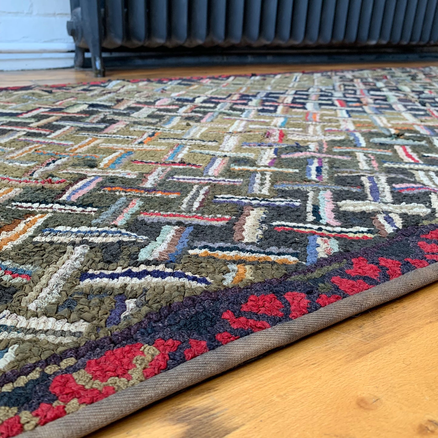 Turn of the Century Tumbling Sticks Hooked Rug Runner