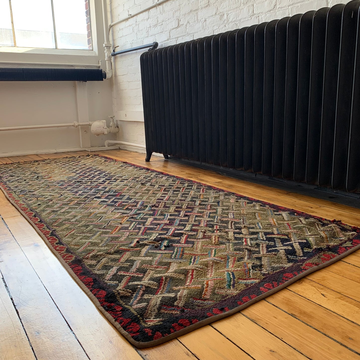 Turn of the Century Tumbling Sticks Hooked Rug Runner