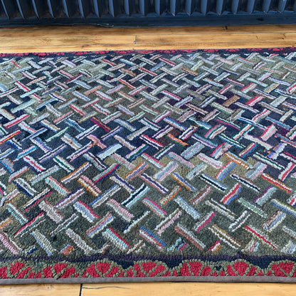 Turn of the Century Tumbling Sticks Hooked Rug Runner