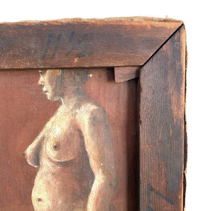 Oil Painting of a Nude on the Backside of Stretched Canvas