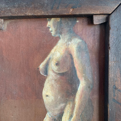 Oil Painting of a Nude on the Backside of Stretched Canvas