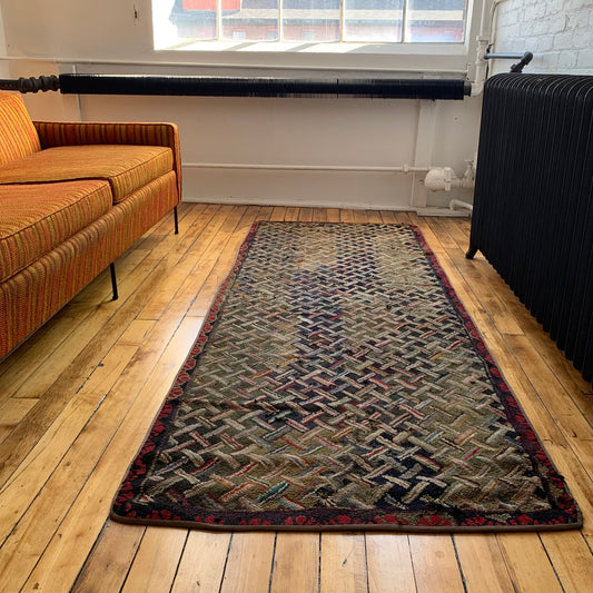 Turn of the Century Tumbling Sticks Hooked Rug Runner