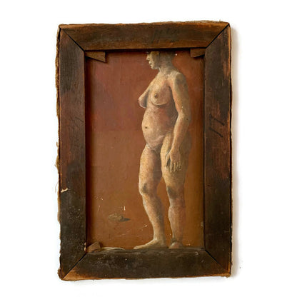 Oil Painting of a Nude on the Backside of Stretched Canvas