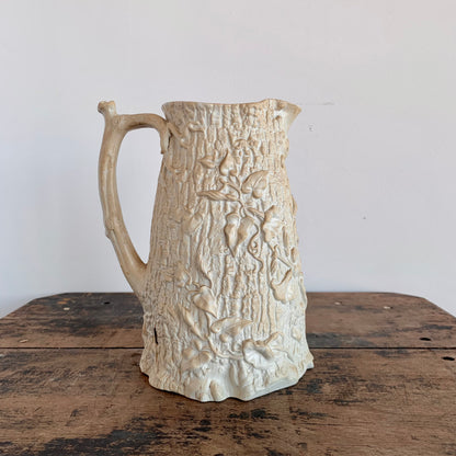 Porcelain Faux Bois Pitcher with Staple Mends