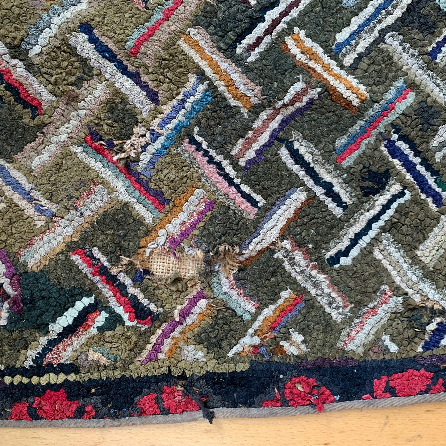 Turn of the Century Tumbling Sticks Hooked Rug Runner