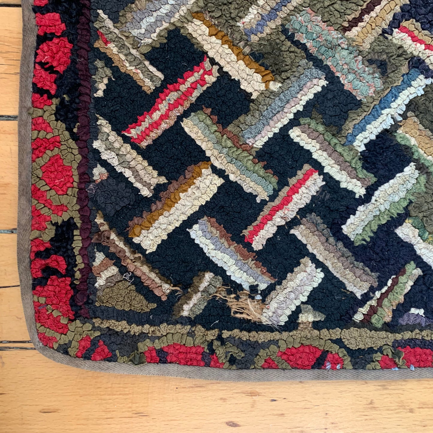 Turn of the Century Tumbling Sticks Hooked Rug Runner