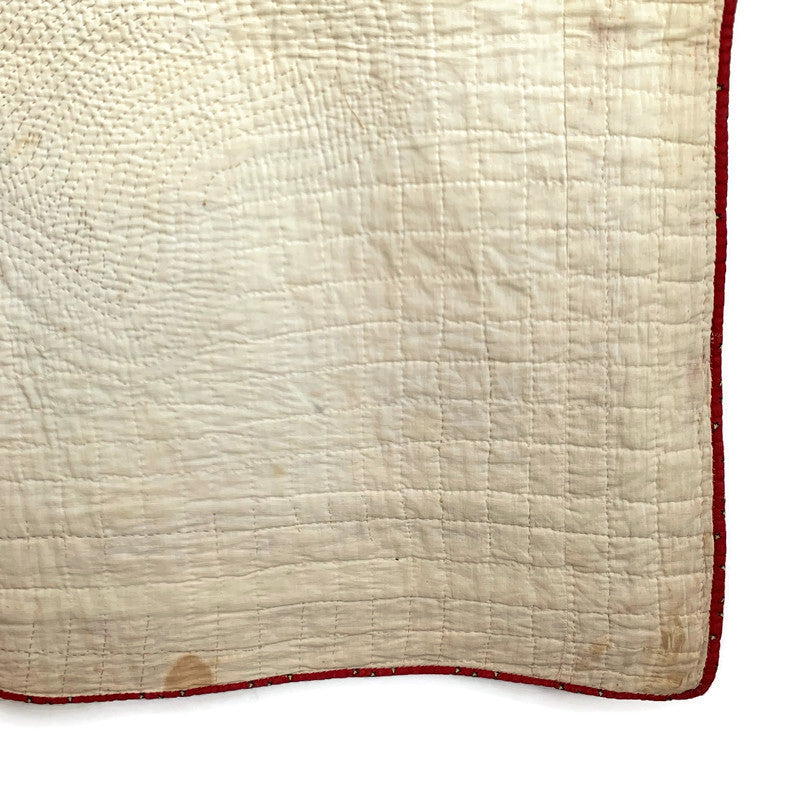 Antique Red and White Heart Flower Quilt