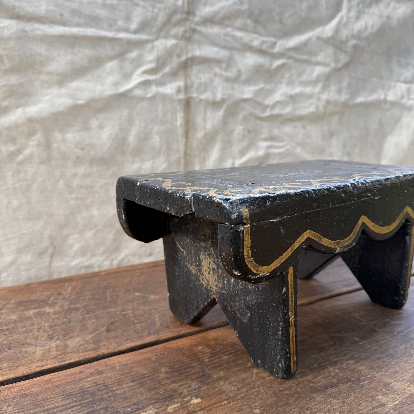 Painted Wooden Footstool