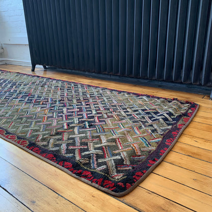 Turn of the Century Tumbling Sticks Hooked Rug Runner