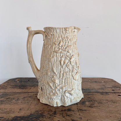 Porcelain Faux Bois Pitcher with Staple Mends