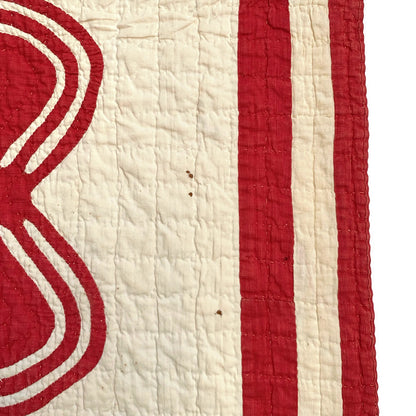 Antique Red and White Heart Flower Quilt