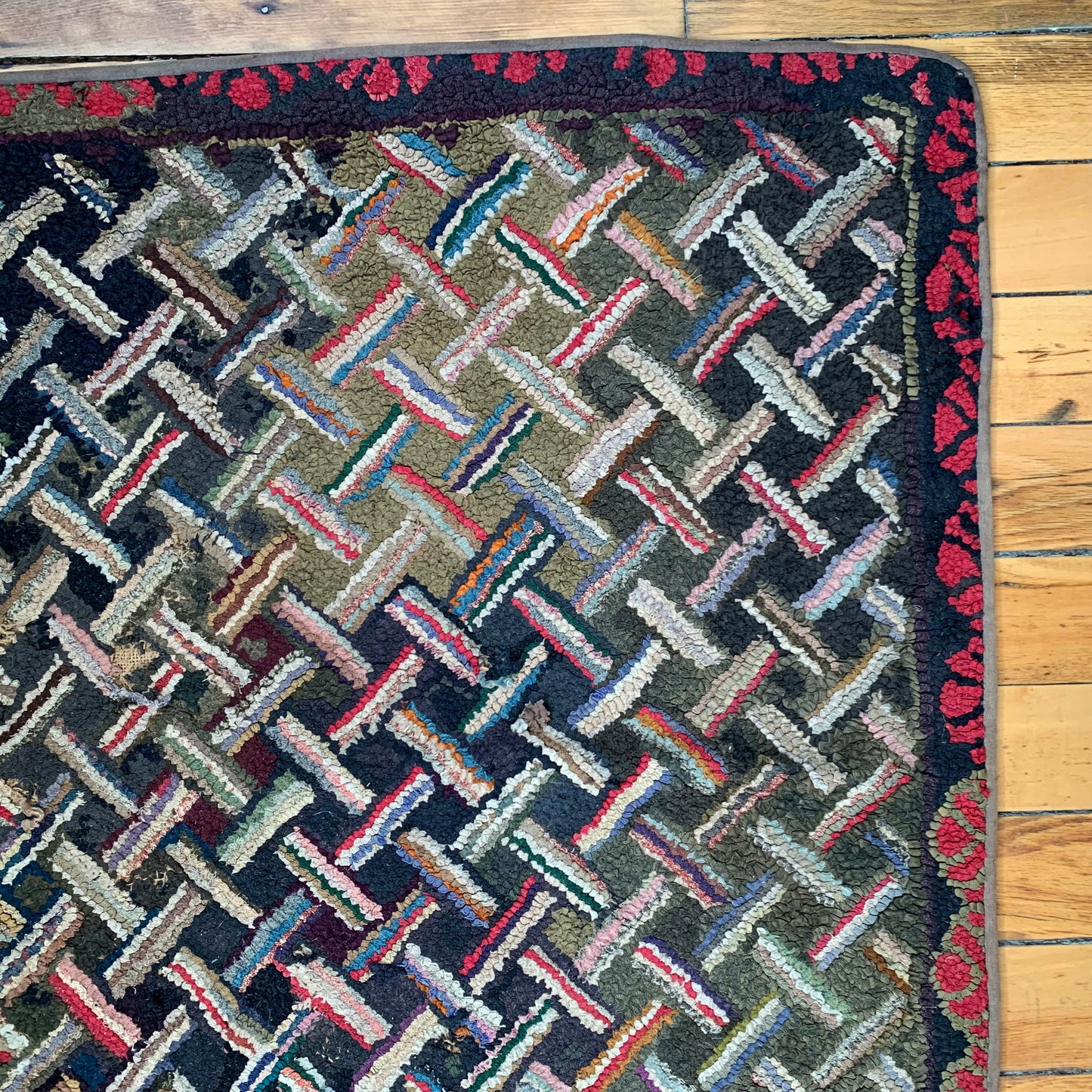 Turn of the Century Tumbling Sticks Hooked Rug Runner