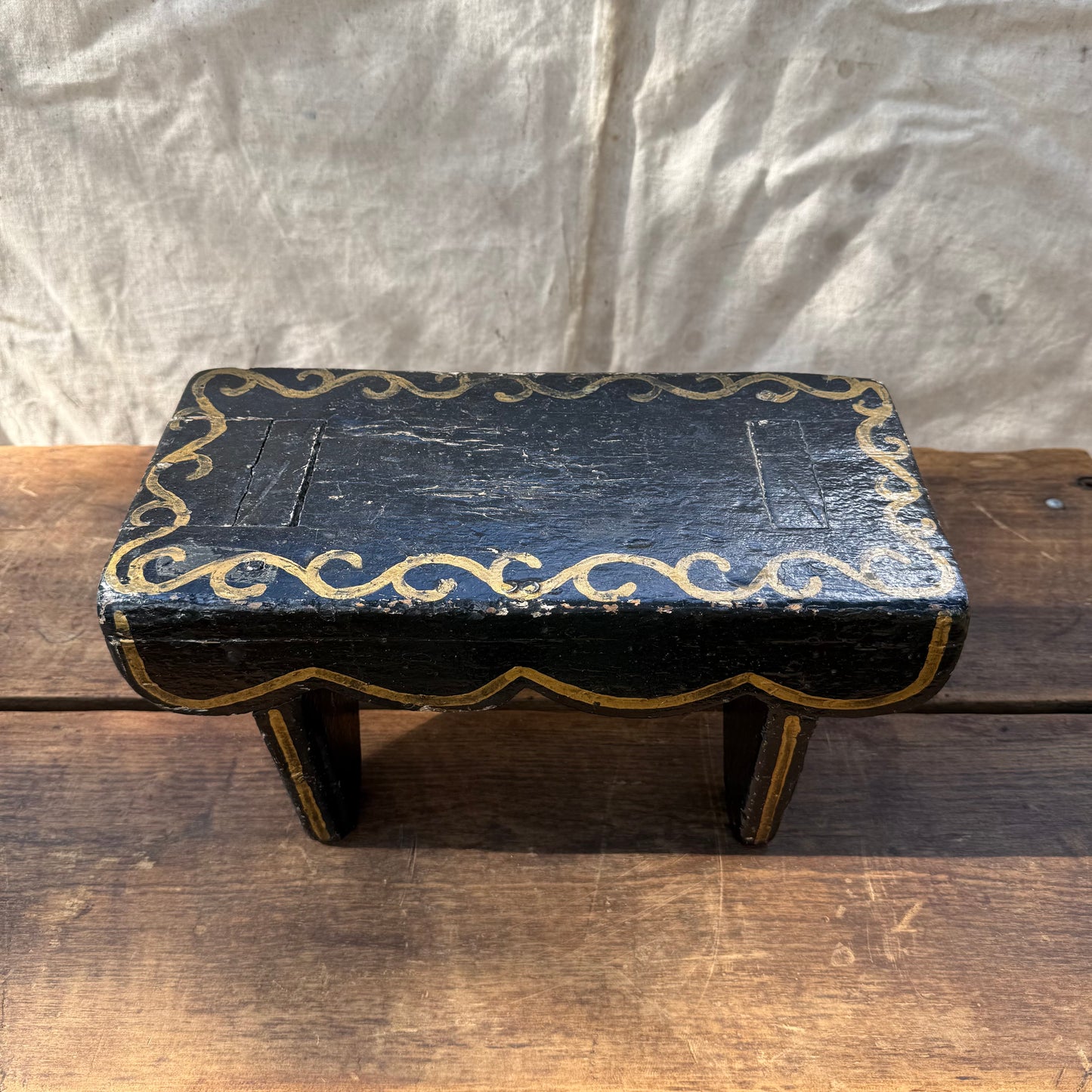 Painted Wooden Footstool