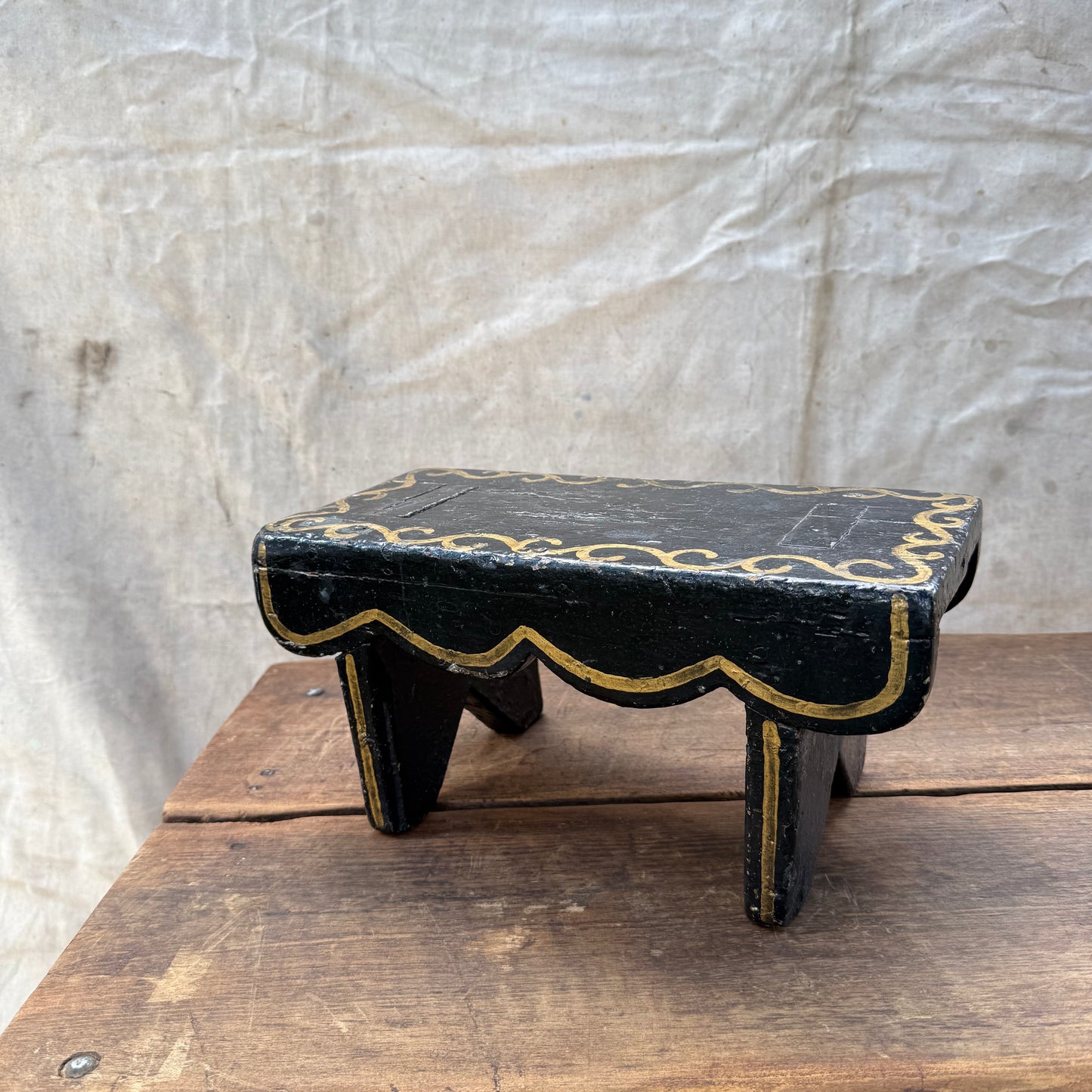 Painted Wooden Footstool