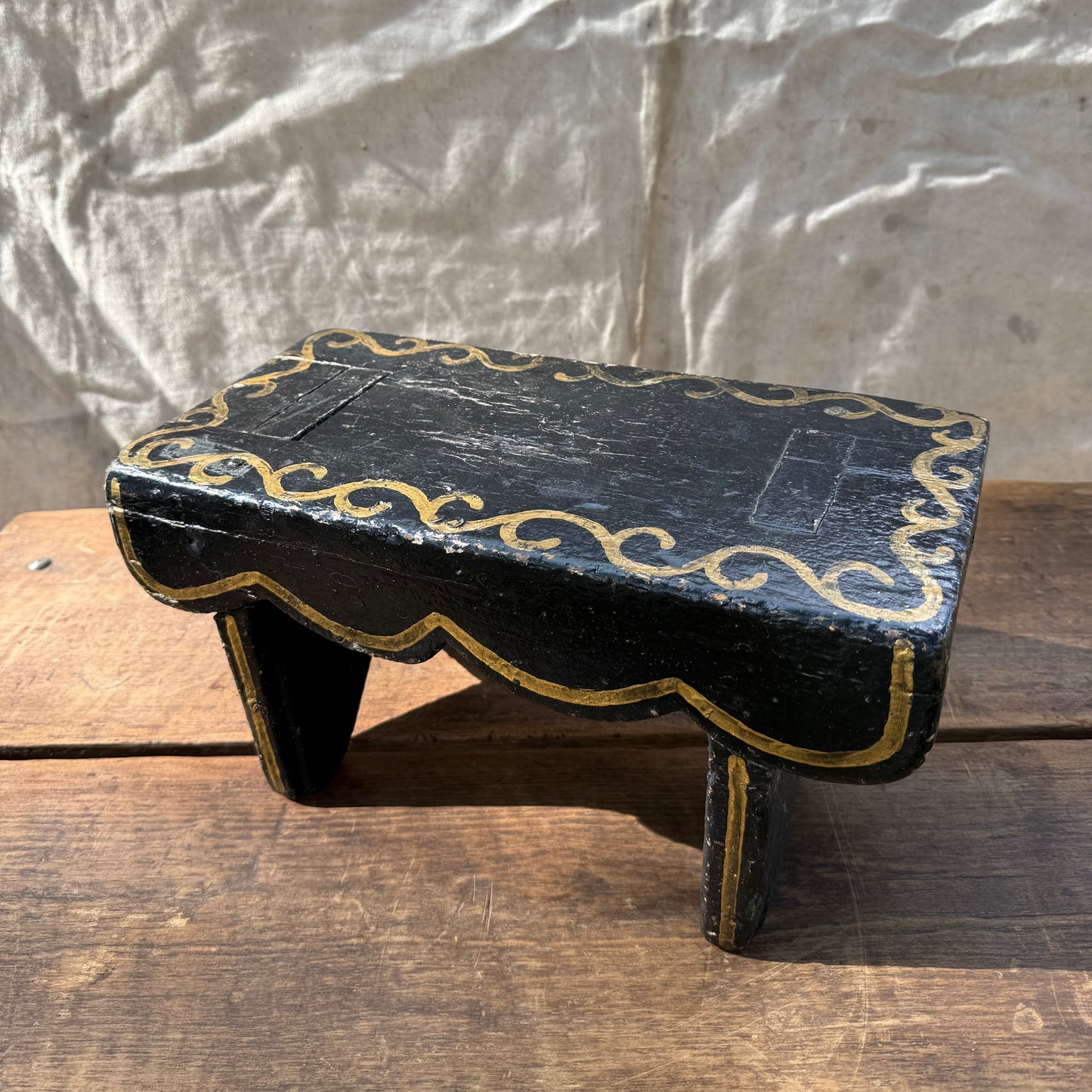 Painted Wooden Footstool