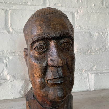 Carved Wood Head of a Man