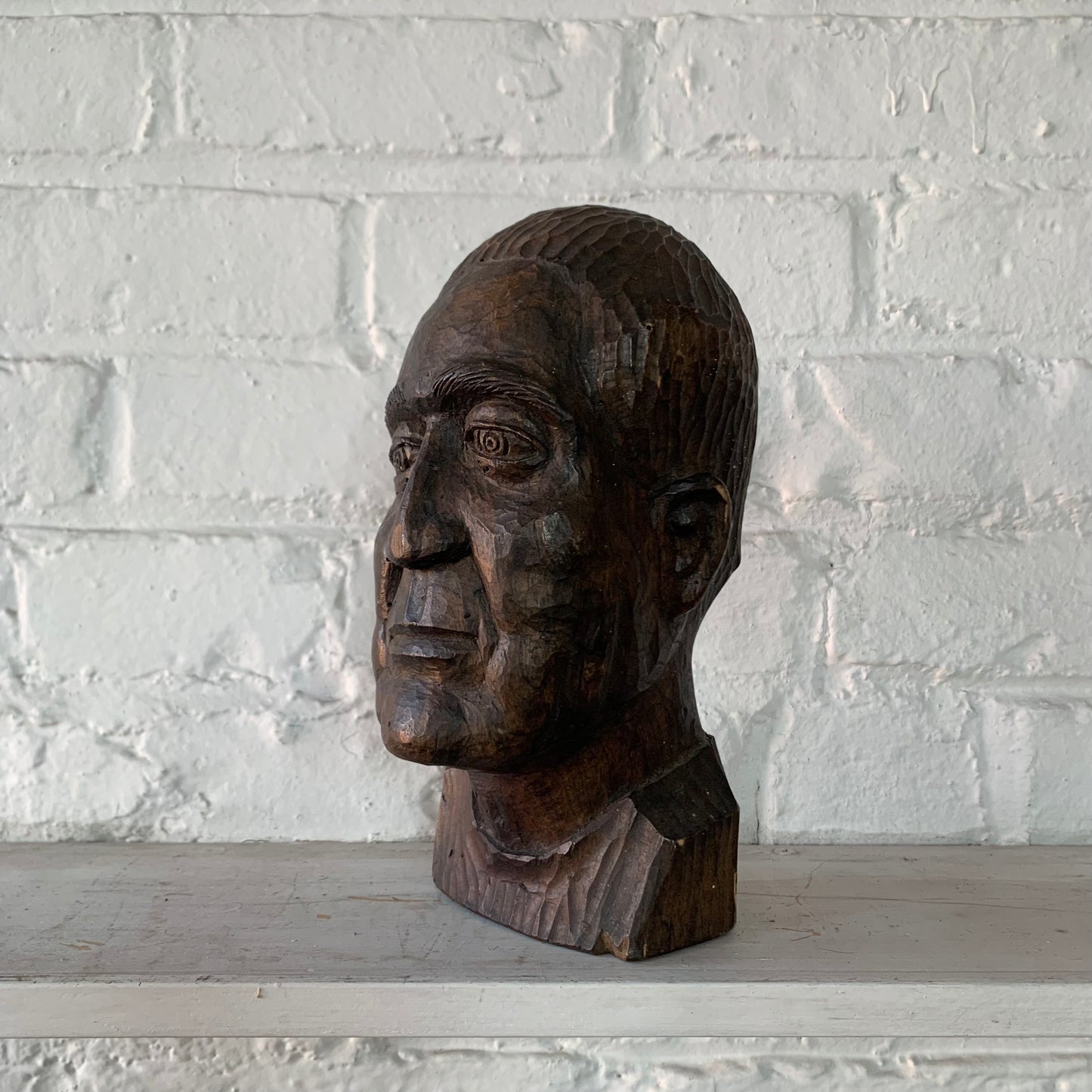 Carved Wood Head of a Man