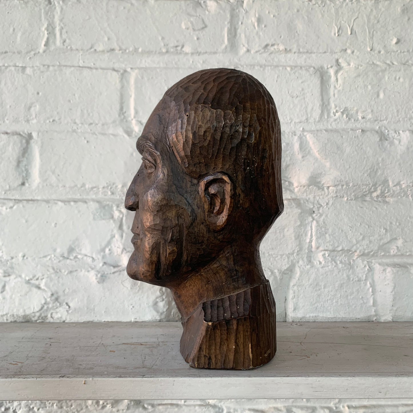 Carved Wood Head of a Man