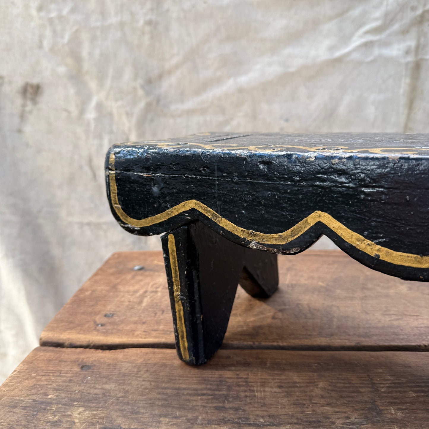 Painted Wooden Footstool