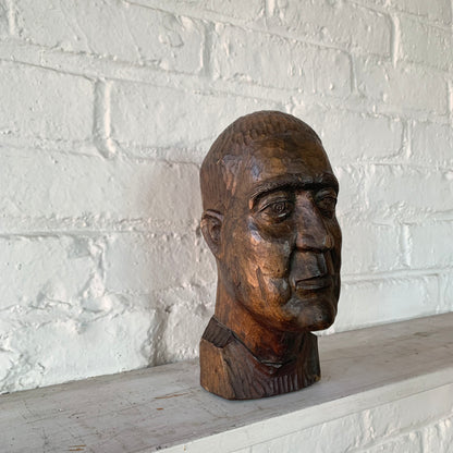 Carved Wood Head of a Man