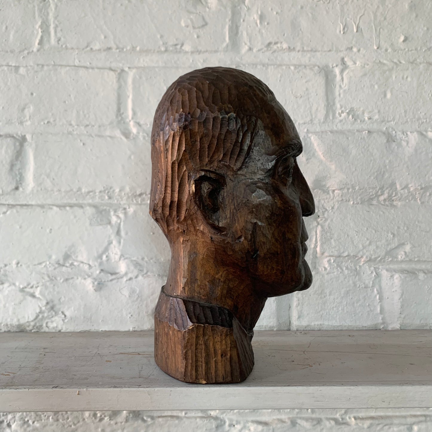 Carved Wood Head of a Man