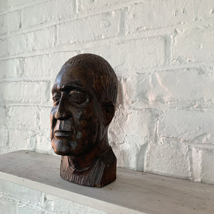 Carved Wood Head of a Man