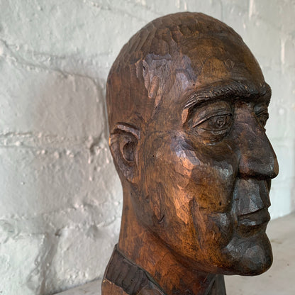 Carved Wood Head of a Man