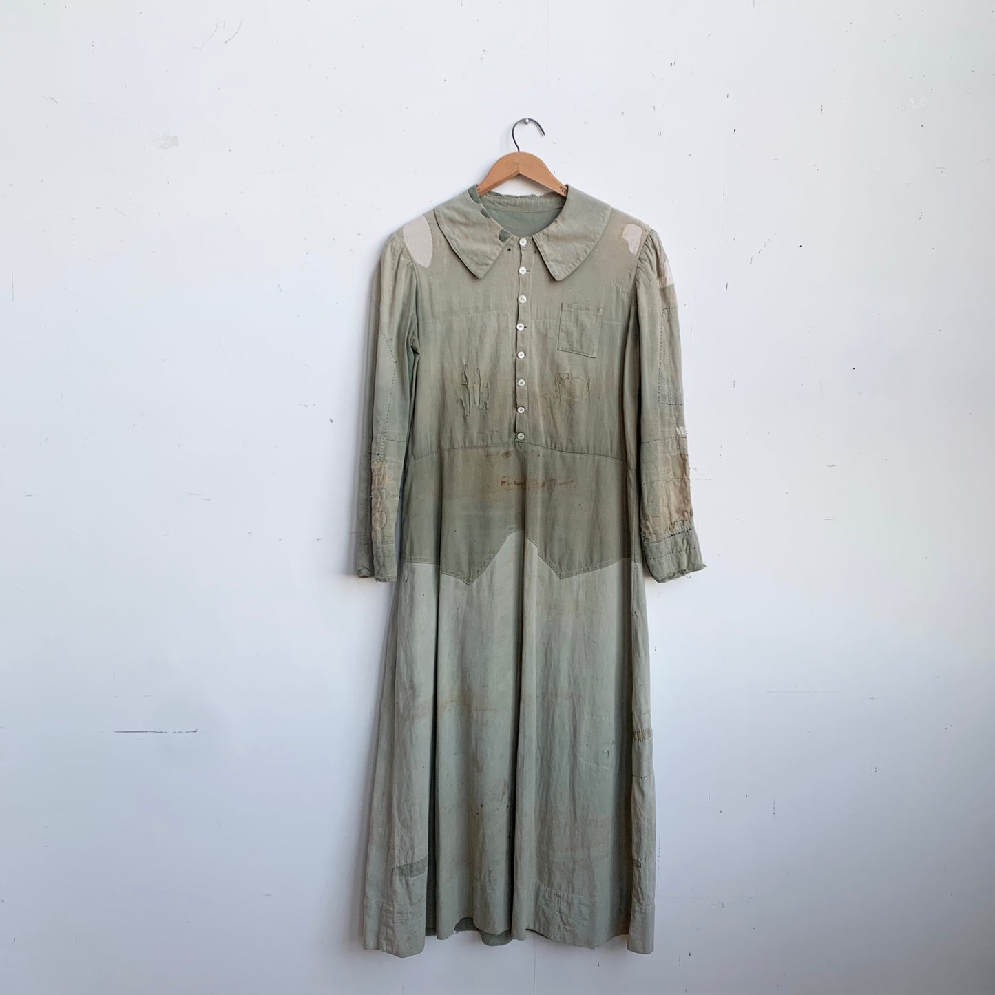 1940s Home Sewn Work Dress with Mends