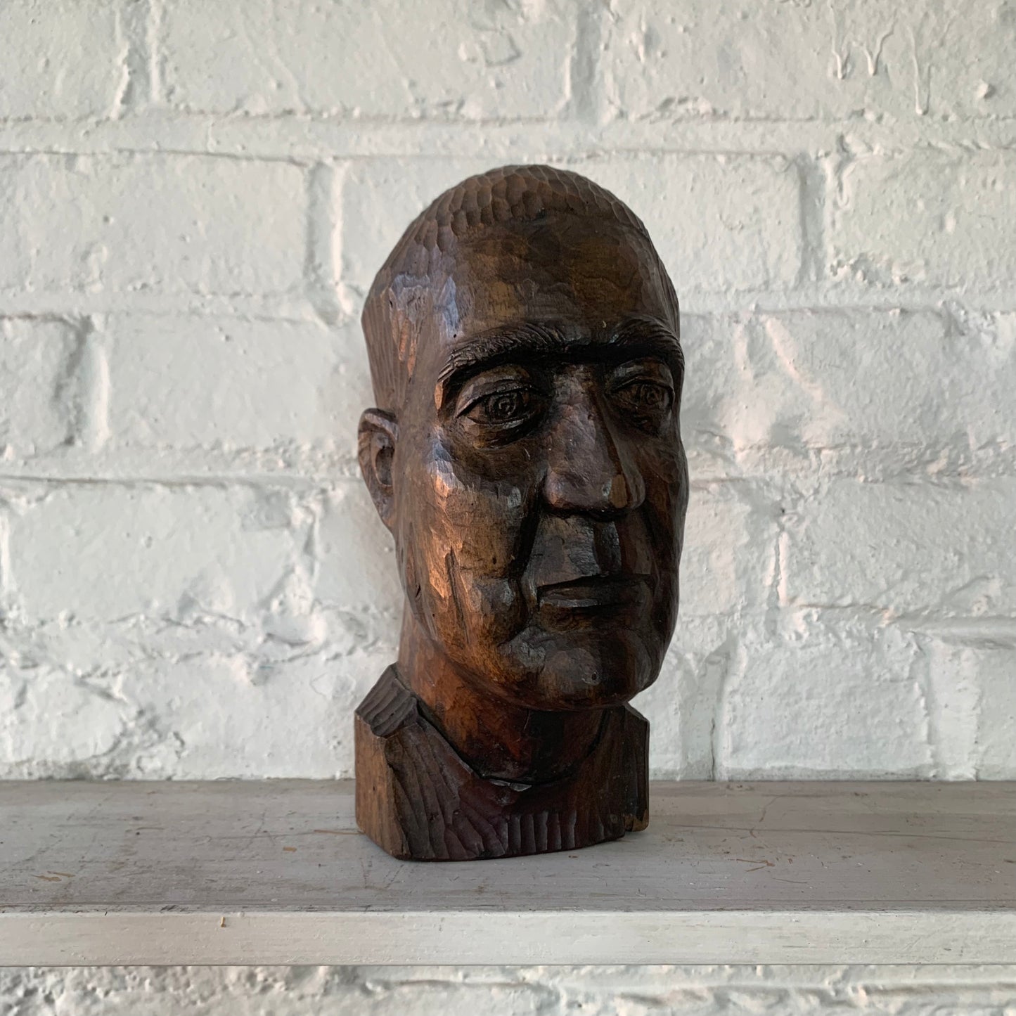 Carved Wood Head of a Man