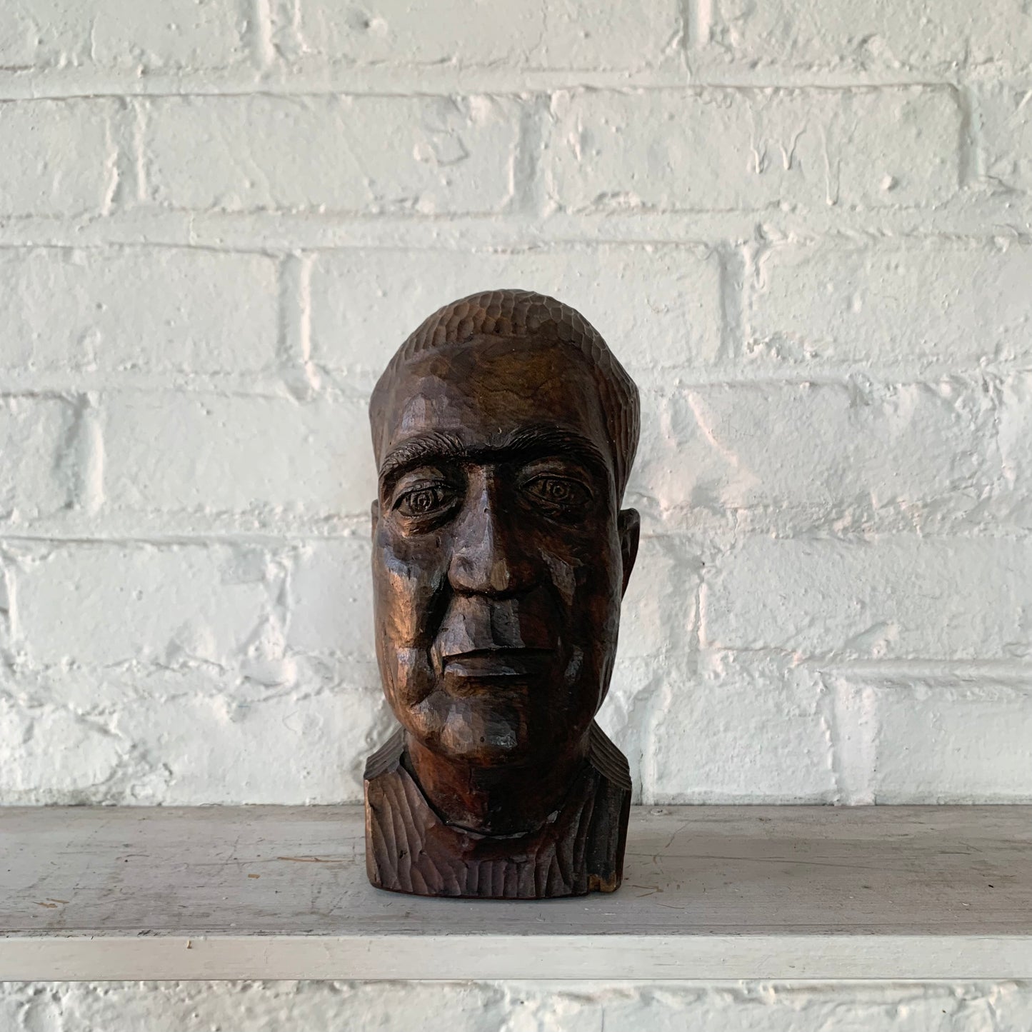 Carved Wood Head of a Man